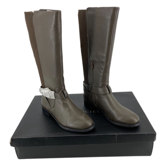 Sole Society Shoes - Sole Society So-Maddy Dark Mushroom Napa Angel Leather Boots